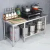 Estante de Acero Inoxidable para Estufa Estante de Estufa de Gas de Cocina Mesa de Operación para Cortar Verduras y Picar Carne Tres Niveles Puede Soportar Tanque de Gas Banco de Trabajo