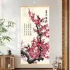 Nueva pintura decorativa de pared moderna, minimalista y elegante para entrada, pasillo y sala de estar, con motivos de flor de ciruelo y bambú sobre lienzo de madera maciza