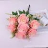 Spot atacado decoração de casa simulação flor falsa pequeno buquê de rosas layout de casamento simulação 7 rosas persas