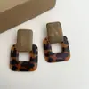 Brincos Quadrados Vazados Estampa de Leopardo Retrô Europeus e Americanos Moda Única Luxo Leve de Alta Qualidade Temperamento Moda Brincos de Nicho