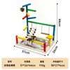 Puleiro para papagaio, plataforma de madeira colorida para pássaros, pingente de pinha, brinquedo de escalada e roer, poleiro de treino com balanço para afiar as garras, poleiro para papagaio