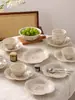 Vajilla Retro Francesa 2026 Nuevo Estilo Vintage Juego de Cuencos y Platos para Uso Doméstico, Tazones para Arroz, Vajilla, Platos Hondos, Cuencos y Palillos