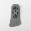 Calcetines de Yoga para Mujer Algodón Color Sólido Silicona Antideslizantes Calcetines de Pilates Absorbentes de Sudor Transpirables Desodorantes Invisibles Tipo Calcetín Bajo Calcetines de Cinco Dedos