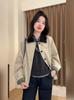 Venta directa del fabricante: Gabardina Corta de Mujer con Bloques de Color y Solapas, Nuevo Estilo Otoño 2026, Chaqueta Casual Suelta a la Moda para Figuras Pequeñas