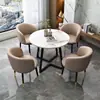 Mesa e Cadeiras de Pedra Sinterizada de Luxo Leve Italiano para Sala de Reuniões, Venda de Conjuntos, Recepção de Lazer de Escritório, Mesas e Cadeiras para Loja de Chá com Leite, Mesas de Celebridade da Internet