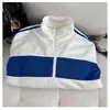 Cortavientos a Rayas de Bloques de Color Otoño para Hombre Chaqueta Superior Versátil Moda Atractivo Holgado Casual Chaqueta Hombre Blanco