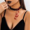 Joyería Transfronteriza Europea y Americana Gargantilla Dulce Fresca Gótica Gota de Sangre Borla Gargantilla Halloween Personalidad Gargantilla de Perlas