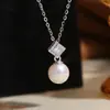 Accesorios DIY Colgante de Perla con Forma de Diamante de Plata de Ley S925 Montura Vacía Colgante Semi-Terminado Hecho a Mano Accesorios de Montura de Plata 7-13mm