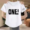 Top de mujer moderno de manga corta ajustado, camiseta de manga corta con estampado de verano y cuello redondo, elegante camiseta nueva estilo americano