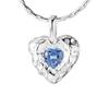 Collar de Zircón Amor Textura Irregular Plata de Ley 925 Sencillo Entrada Lujo Azul Cadena Clavícula en Forma de Corazón N7682L