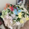 5 Lirios Artificiales de Doble Pétalo Impresos en 3D Decoración de Boda Flores Artificiales Decoración del Hogar Adornos Ramo
