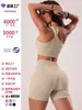 Nuevo conjunto de dos piezas para mujer sin costuras acanalado: sujetador y shorts, shorts de ciclismo para glúteos color durazno, conjunto para deportes al aire libre