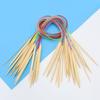 Anel agulha terno duplo pontiagudo 60cm 80cm suéter agulha tricô ferramenta anel agulha de bambu 18 pares um conjunto