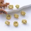 Base de Flor Color Conservante Chapada en Oro 6/8mm Separador de Flor de Loto Tridimensional Joyería DIY Pulsera Collar Cuerda Trenzada Accesorios de Cuentas