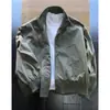 Chaqueta bomber corta estilo americano marrón transfronteriza para hombre, chaqueta de béisbol de otoño con cuello alto, abrigo de trabajo de alta gama