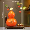 Gran Adorno con Forma de Calabaza con Esmalte y Cerámica Craquelada, un Regalo para Amigos, Líderes, Inauguración de Casa o Apertura de Negocio
