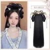 Peluca Hanfu con Diadema Integrada, Peinado Recogido Estilo Antiguo, Base de Peluca Tradicional para Peinado Hanfu de la Dinastía Ming