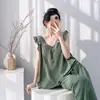 Pijama de Algodão e Seda para Mulheres, Calça Longa Fina de Primavera e Verão, Conjunto Sexy sem Costas, Pode Ser Usado Fora, Roupa de Casa de Cor Sólida de Alta Qualidade Tamanho Grande