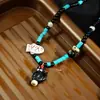 Nuevo Collar Colgante Exquisito Elegante de Gama Alta con Cadena para Clavícula de Gatito de Dibujos Animados Dulce Amor Le Encanta Comer Pescado Versátil para Mujer