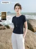 Camiseta de Lino para Mujer, Top de Lino de Manga Corta, Moda de Verano de Alta Gama, Estilo Nuevo, Fresco y Cómodo