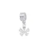 2025 Nuevo Simple Plata Azul Chapado Diamante Copo de Nieve Colgante Pulsera con Cuentas DIY Accesorios para Joyería