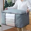 Bolsa de armazenamento simples de tecido não tecido espessado de três camadas para viagem, mudança, embalagem de roupas, à prova de poeira, bolsa portátil para edredom