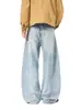Ropa de Hombre Fengshe / Jeans de Hoz Botonados Estilo Retro Americano para Hombre, Lavados, Corte Limpio, Corte Holgado, Pantalones Casuales de Largo Completo