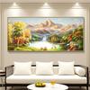 Pintura Decorativa Sala de Estar Montanha Dourada ao Sol Pintura a Óleo Paisagem de Abundância Pintura para Pendurar na Parede de Fundo de Sofá Elegante de Alta Qualidade