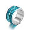 Anel Transfronteiriço de Aço Titânio Seis Fileiras Diamantes Completos Europeu e Americano Aço Inoxidável Casal Joias Cravejadas de Diamantes Atacado Estilo Diamante Luxo Leve