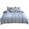 Juego de Cama de Cuatro Piezas de Algodón Lavado Engrosado Cepillado Estilo Nórdico Funda Nórdica Sábana Juego de Tres Piezas para Dormitorio de Estudiante Individual 4