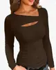 Nuevo Producto de Verano Amazon Más Vendido Sexy Ajustado Manga Corta Camiseta Top para Mujer Ropa Femenina Europea y Americana Transfronteriza