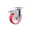 Rueda de PU roja de 4 pulgadas Ruedas universales europeas silenciosas resistentes al desgaste poliuretano de 5 pulgadas Ruedas medianas para carritos y plataformas planas