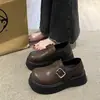 Mocasines de Plataforma de Suela Gruesa Estilo Británico para Mujer 2026 Otoño Nuevos Versátiles Retro Negros Mocasines JK Zapatos Individuales para Mujer