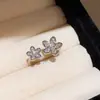 Anillo abierto cuadrado ovalado de circón estilo corte vintage, anillo de dedo índice de nicho de alta gama, joyería de moda y versátil