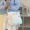 Bolsa Transversal Lisa Fofa de Outono e Inverno para Meninas de Faculdade, Bolsa de Ombro Grande Capacidade com Estampa Artística, Bolsa para Deslocamento e Aulas de Reforço para Estudantes