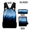 Amazon Transfronterizo Nuevo Mochila con Patrón de Danza de Sombras Mochila Reductora de Carga Set Bolso de Hombro Estuche para Lápices