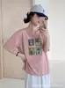 Camiseta de Manga Corta de Algodón con Diseño de Copo de Nieve de Verano para Mujer, Color Sólido, Cuello Redondo, Holgada, Venta al por Mayor desde Fábrica de Origen