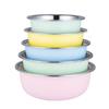 Lavabo de acero inoxidable de colores para lavar verduras, juego de cinco piezas, para el hogar, para sopa, verduras y cara, de gran tamaño.