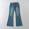 Jeans Jacquard Lavado Vintage Estilo Americano Perna Larga Feminino Outono Novo Solto Slim-Fit Reta Tendência Calças