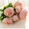 Flor Artificial Peônia Estilo Europeu Fio Central 13 Cabeças Decoração de Casa Flor de Peônia Dia dos Namorados Rosa Casamento Flor Artificial de Mão