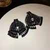 Aretes de Aguja Plateada con Borlas de Gota de Agua Incrustadas de Diamantes, Estilo Palacio, Nicho, Aretes Versátiles, Lujo Ligero, Venta al por Mayor de Aretes de Gama Alta