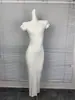 S IMS Kardashian NUEVO VINTAGE Vestido Largo Abertura Vestido Bodycon Acanalado Manga Corta Vestido Largo