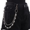 Calça jeans com caveira de metal, corrente de cintura, personalidade hip-hop, punk, caveira, acessórios de roupas unissex legais
