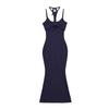 Vestido Sexy Hot Girl com Decote Halter Duas Peças Verão Afina a Cintura Abraça os Quadris Saia de Alça Saia Cauda de Peixe Saia Longa