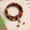 Pulsera de Cuentas de Ábaco Dunhuang de Colores Ricos, Pulsera de Raíz de Bodhi Estilo Chino Nuevo de Doble Círculo, Pulsera de Cuentas Budistas Suave para Envolver el Dedo Venta al por Mayor