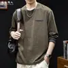 Camiseta de manga larga con textura fina para hombre, nuevo estilo otoño 2026, corte holgado, talla grande, ropa interior cómoda
