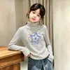 Otoño/Invierno 2026 Terciopelo Alemán para Niñas Cuello Semi Alto Camiseta Base de Manga Larga Rayada Cálida Doble Cara Cepillada Moderna
