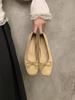 Zapatos que Aumentan la Altura Interior para Mujer 2025 Nuevo Estilo Francés Estilo Chanel Tacón Bajo Zapatos Mary Jane Ante Rojo Suela Suave Zapatos de Leche