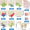 Rompecabezas 3D de Madera de Dinosaurio Jurásico Transfronterizo, Manualidades, Set de Juguetes Pintados a Mano para Niños