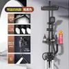 Juego de cabezal de ducha de montaje superficial para bañarse, sistema de ducha completo para baño con aumento de presión, con tubería vista y mezclador